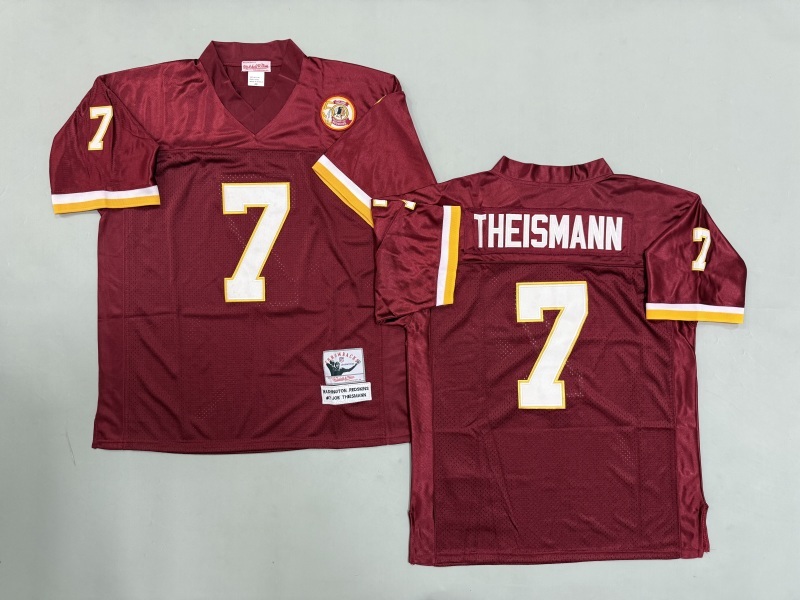 Men 2025 Washington Redskins 7 Theismann red Throwback Limited NFL Jersey style 001
